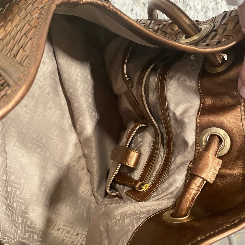 Cole Haan Basket Weave Bronze Large Tote Bag - Picture 3 of 4